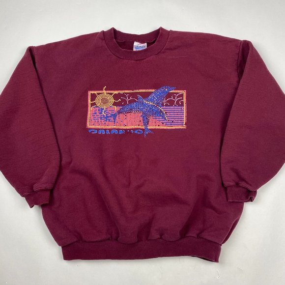 Gildan Other - Vintage 90s Orlando Florida Mosaic Dolphins Sweatshirt Men's XL Nature Wildlife